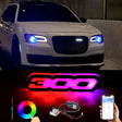 Flow Series RGBW LED SRT Hellcat Emblem for Chryslerand Challenger with dynamic lighting and bold styling.