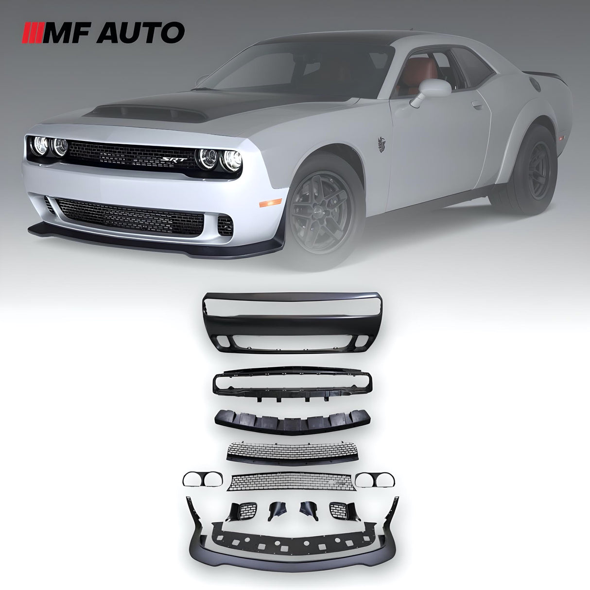 2015-2023 Dodge Challenger / Hellcat Style Front Bumper with Grille & SRT Lip