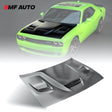 2008-2023 Dodge Challenger Hellcat Style Aluminum Hood with air vented bezels for aggressive styling and enhanced performance.