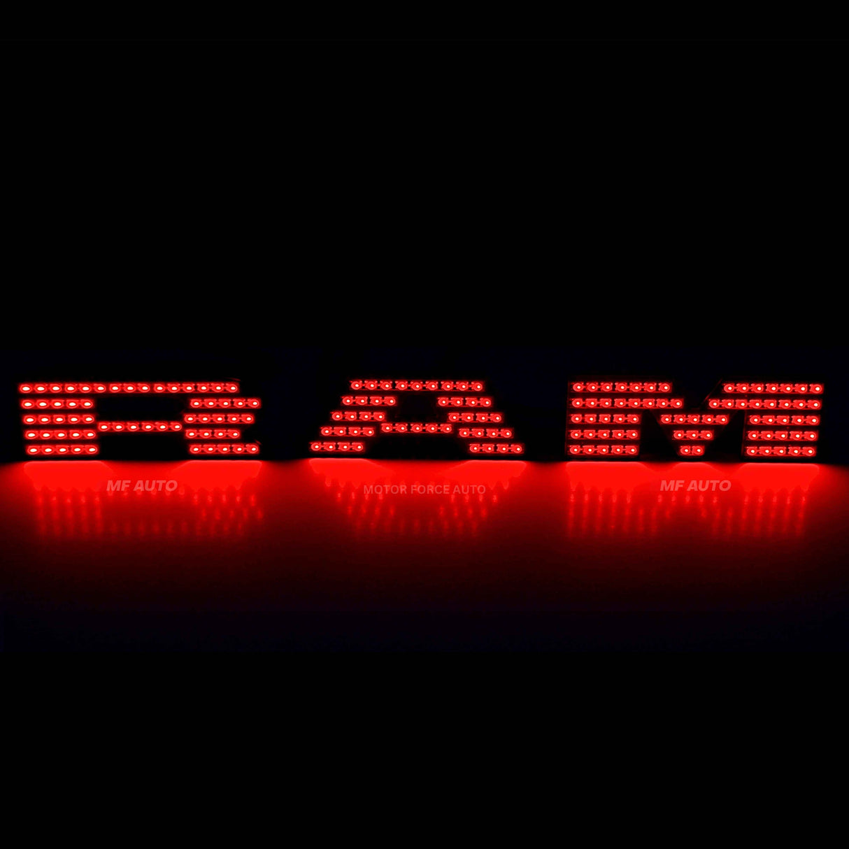 2019-2024 Dodge RAM Flow Series RGBW LED Emblem featuring remote control for colors, modes, and brightness.