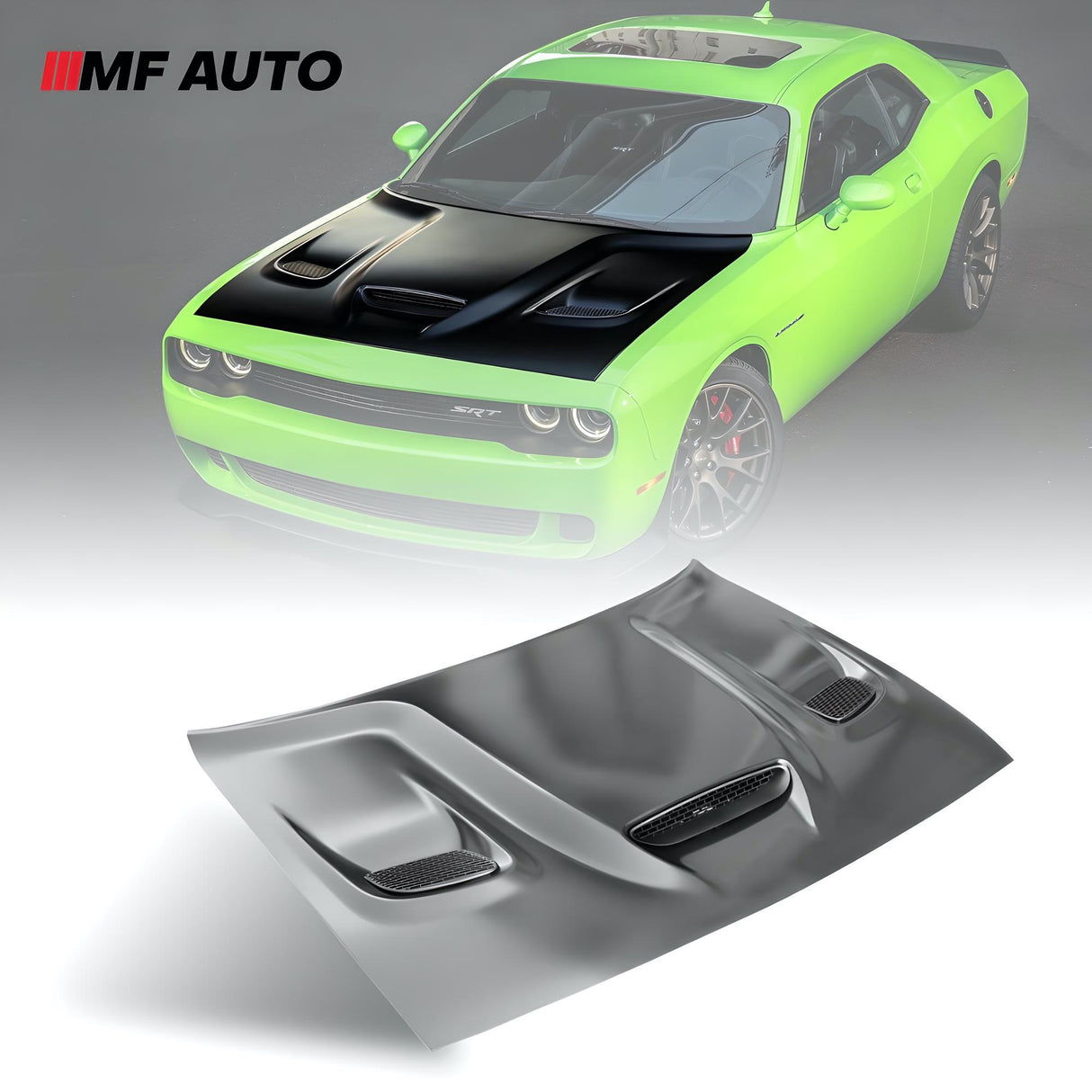 2008-2023 Dodge Challenger / Hellcat Style Aluminum Hood with Air Vented Bezels