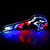 Dynamic Flow Series RGBW LED SRT Hellcat Emblem with over 120 lighting modes for Dodge, Chrysler, and Jeep.